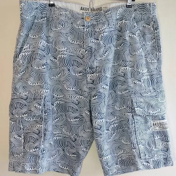 AKOO Brand Cargo Utility Shorts Rip Curl Waves Skateboard Grunge Mens Size 38 - Picture 4 of 11